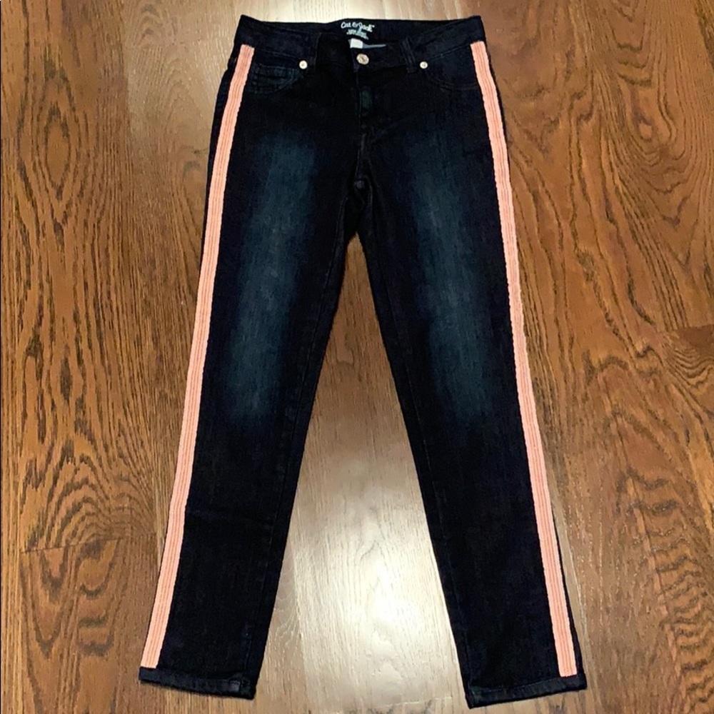 Cat & Jack dark wash jeans with beaded design